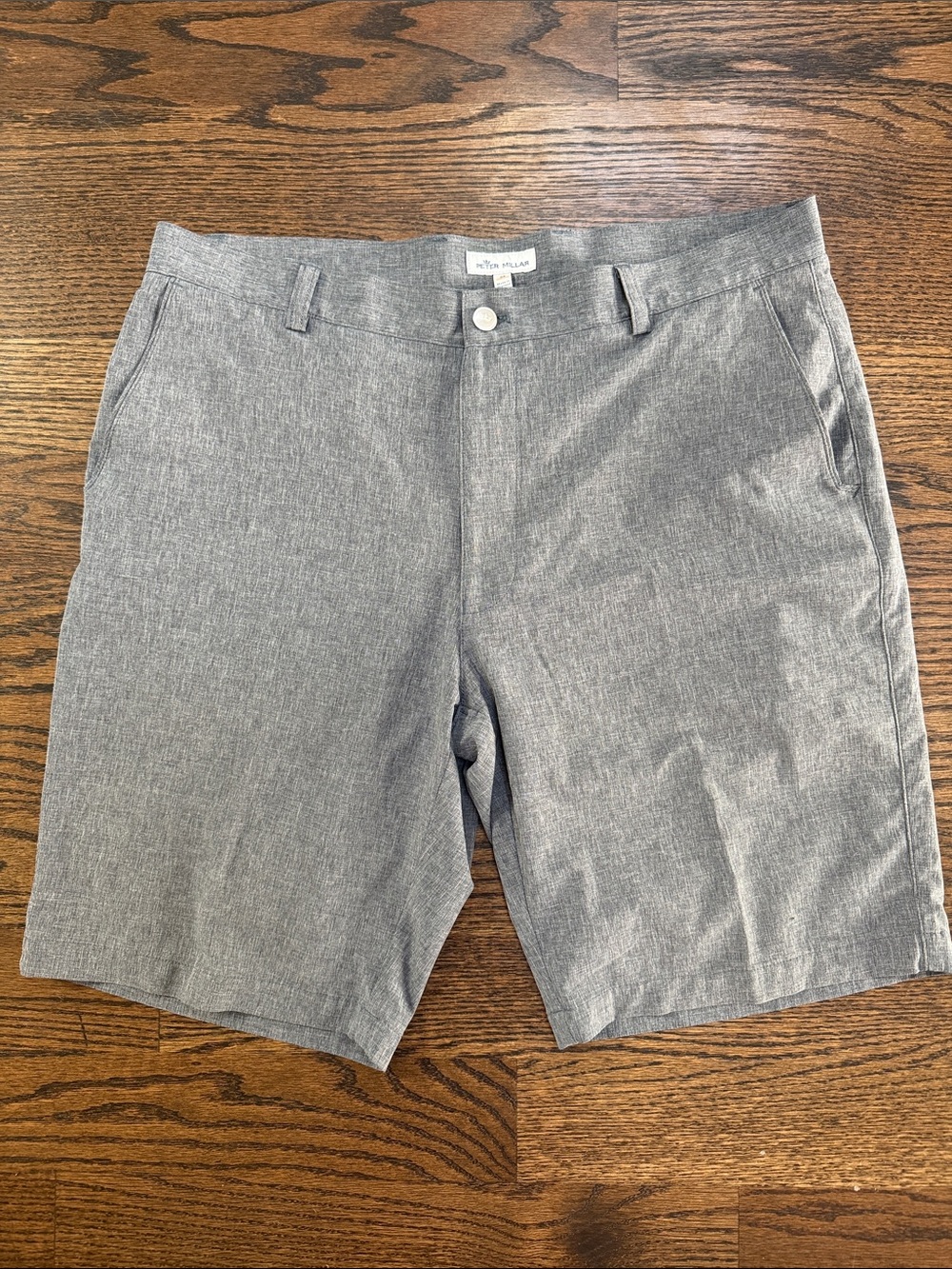 Peter Millar Men's Gray Flat-Front Chino Shorts